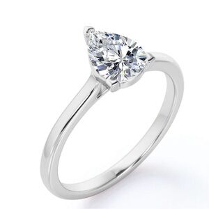 NWT-2 Carat Pear Cut - Solitaire Engagement Ring in 18K White Gold Plating